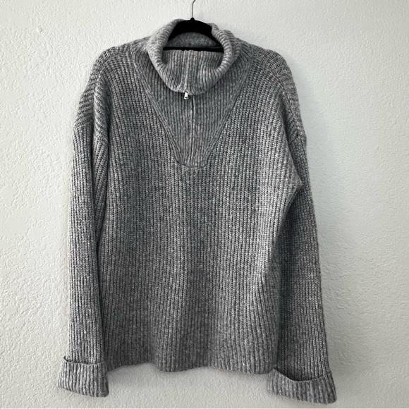 And Now This Gray‎ 1/4 Zip Mock Neck Knit Sweater - Women’s Size Medium - Picture 1 of 9